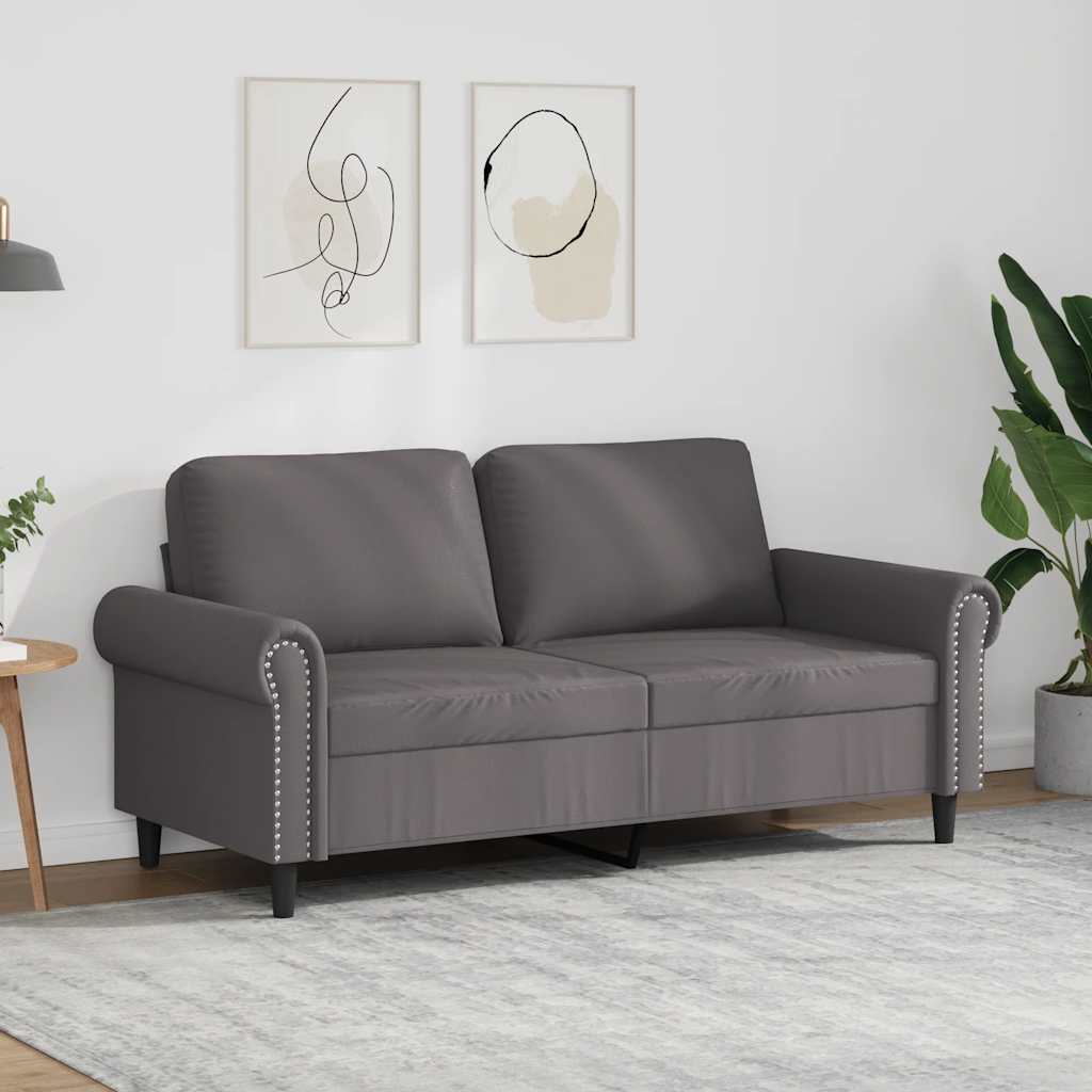 2-Sitzer-Sofa Grau 140 cm Kunstleder