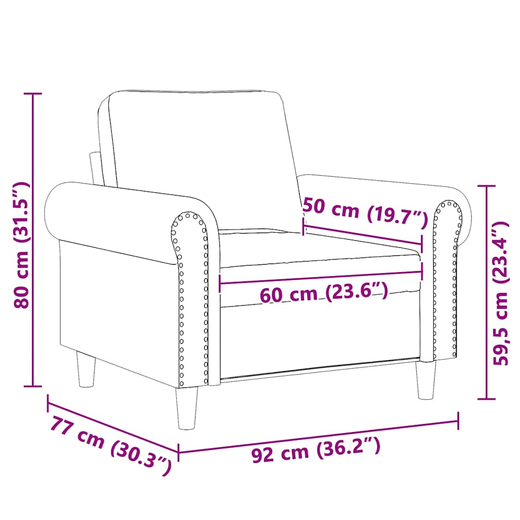 Sessel Blau 60 cm Samt