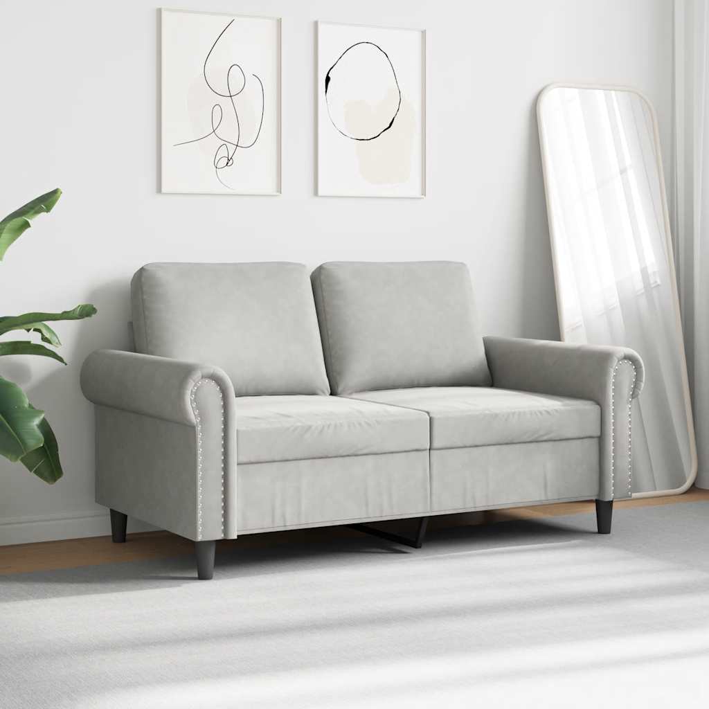 2-Sitzer-Sofa Hellgrau 120 cm Samt