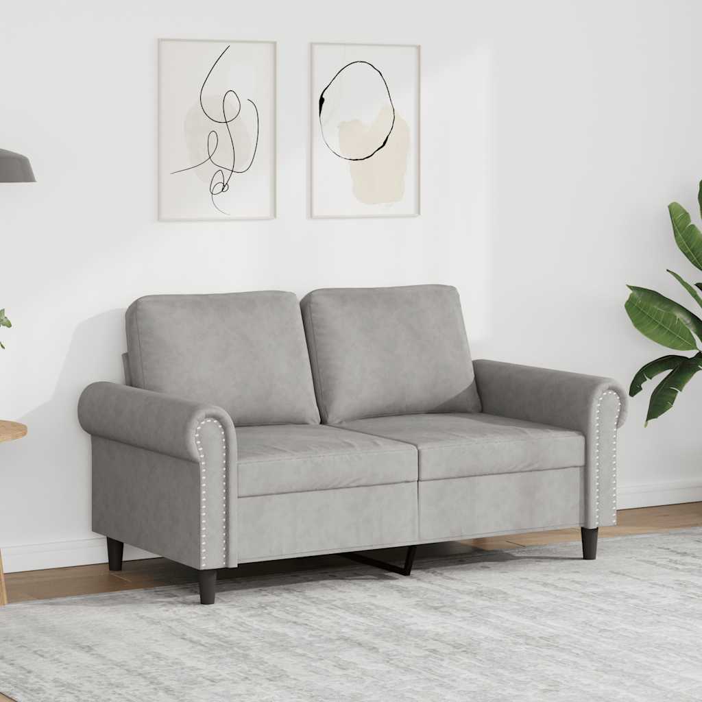 2-Sitzer-Sofa Hellgrau 120 cm Samt