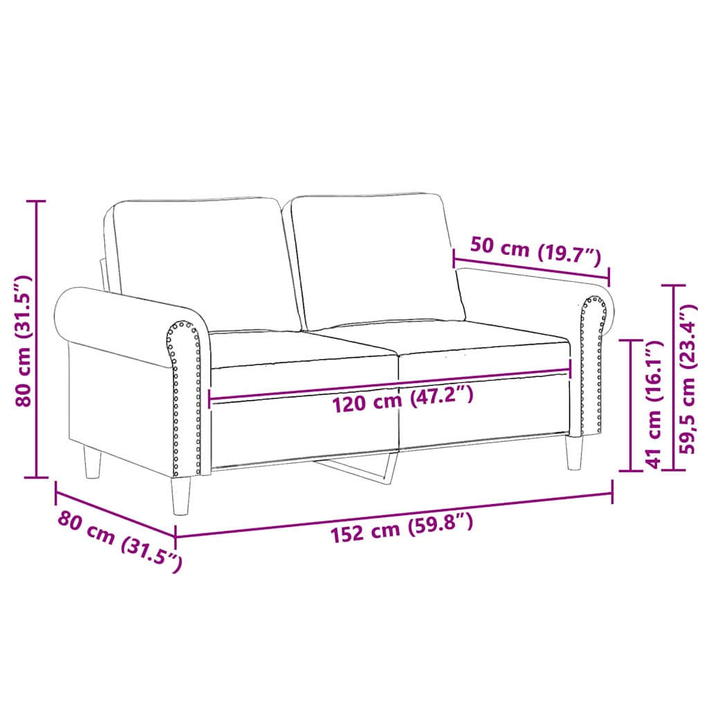 2-Sitzer-Sofa Dunkelgrau 120 cm Samt