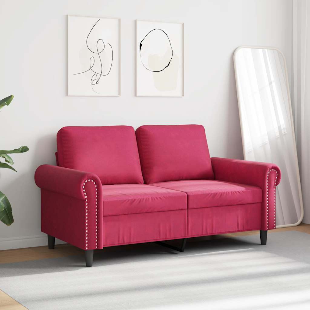 2-Sitzer-Sofa Weinrot 120 cm Samt