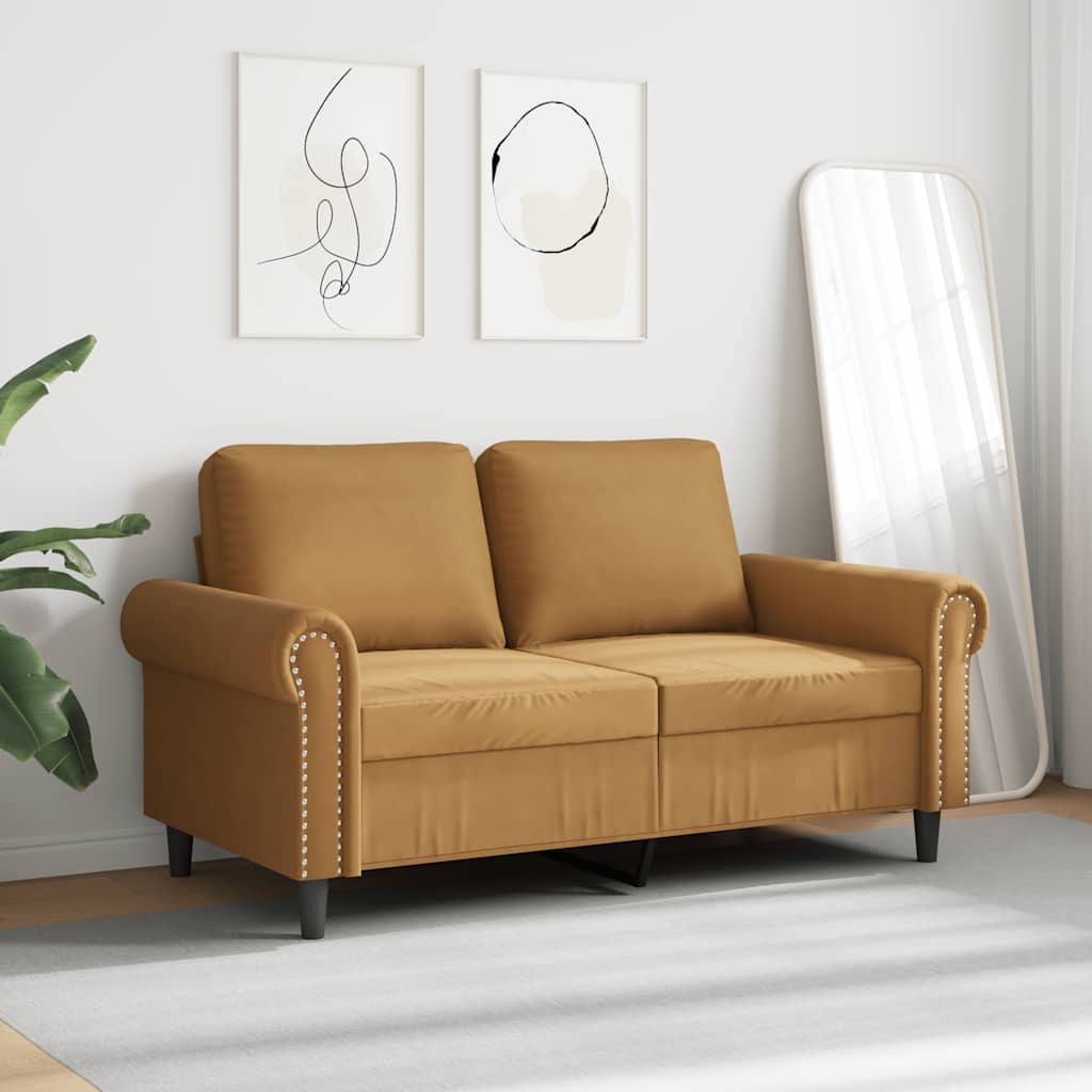 2-Sitzer-Sofa Braun 120 cm Samt