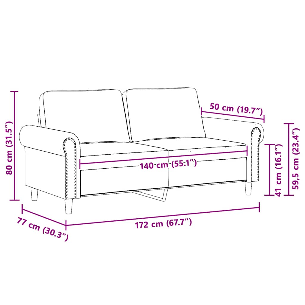 2-Sitzer-Sofa Hellgrau 140 cm Samt