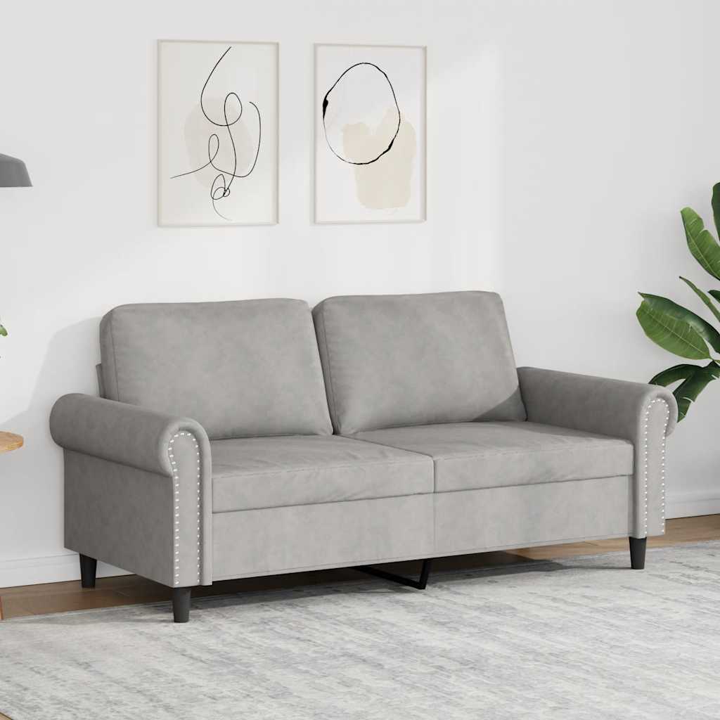 2-Sitzer-Sofa Hellgrau 140 cm Samt