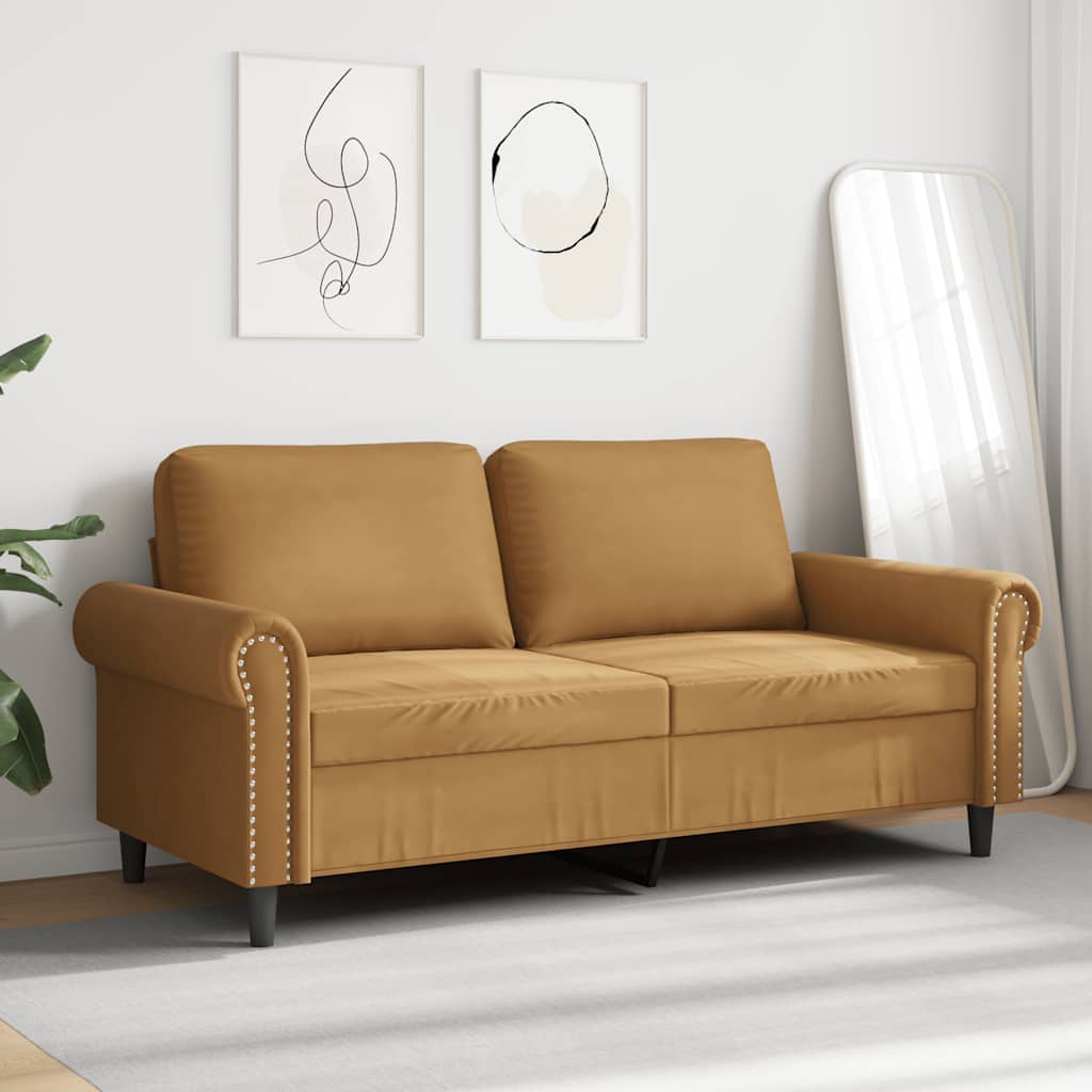 2-Sitzer-Sofa Braun 140 cm Samt