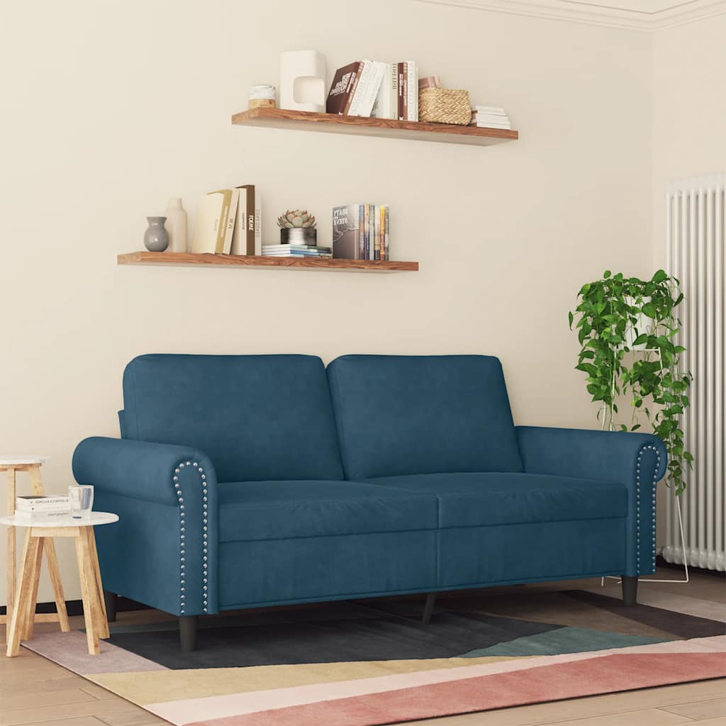 2-Sitzer-Sofa Blau 140 cm Samt