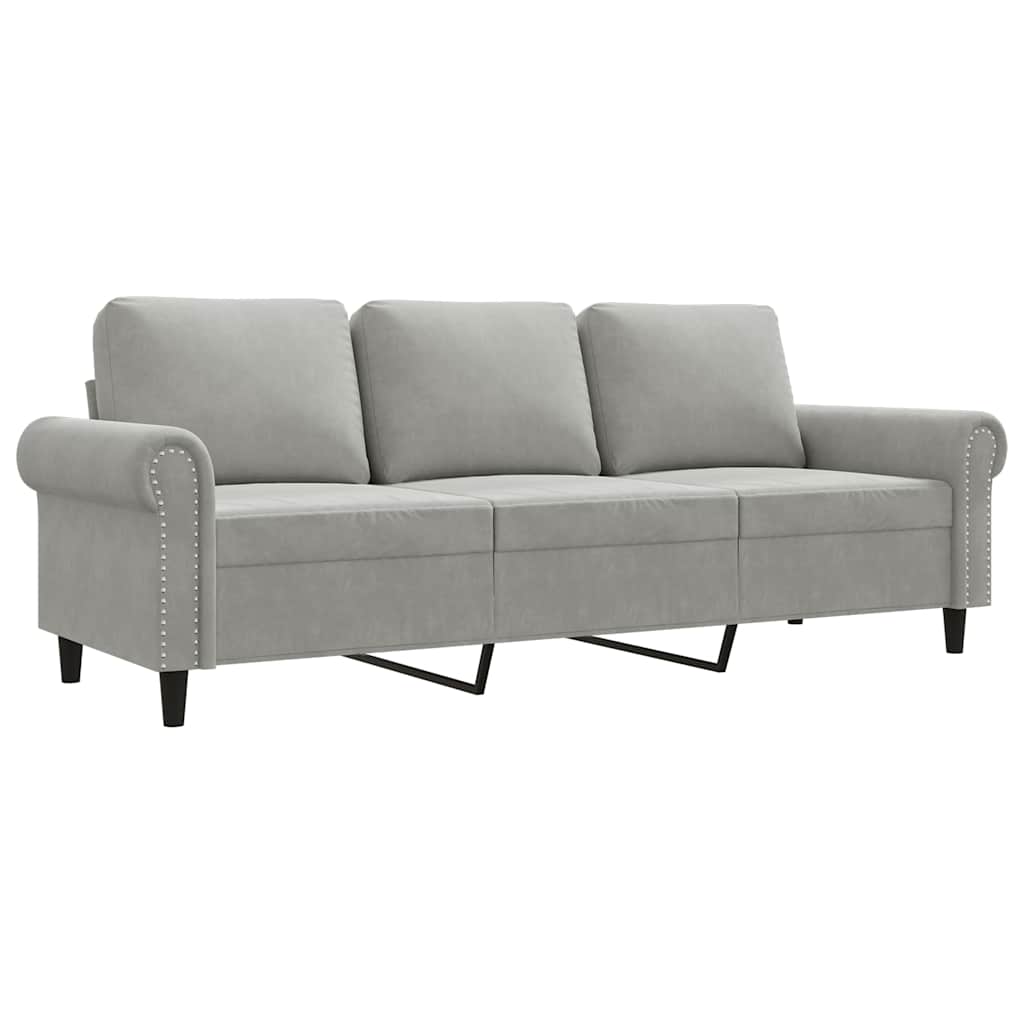 3-Sitzer-Sofa Hellgrau 180 cm Samt