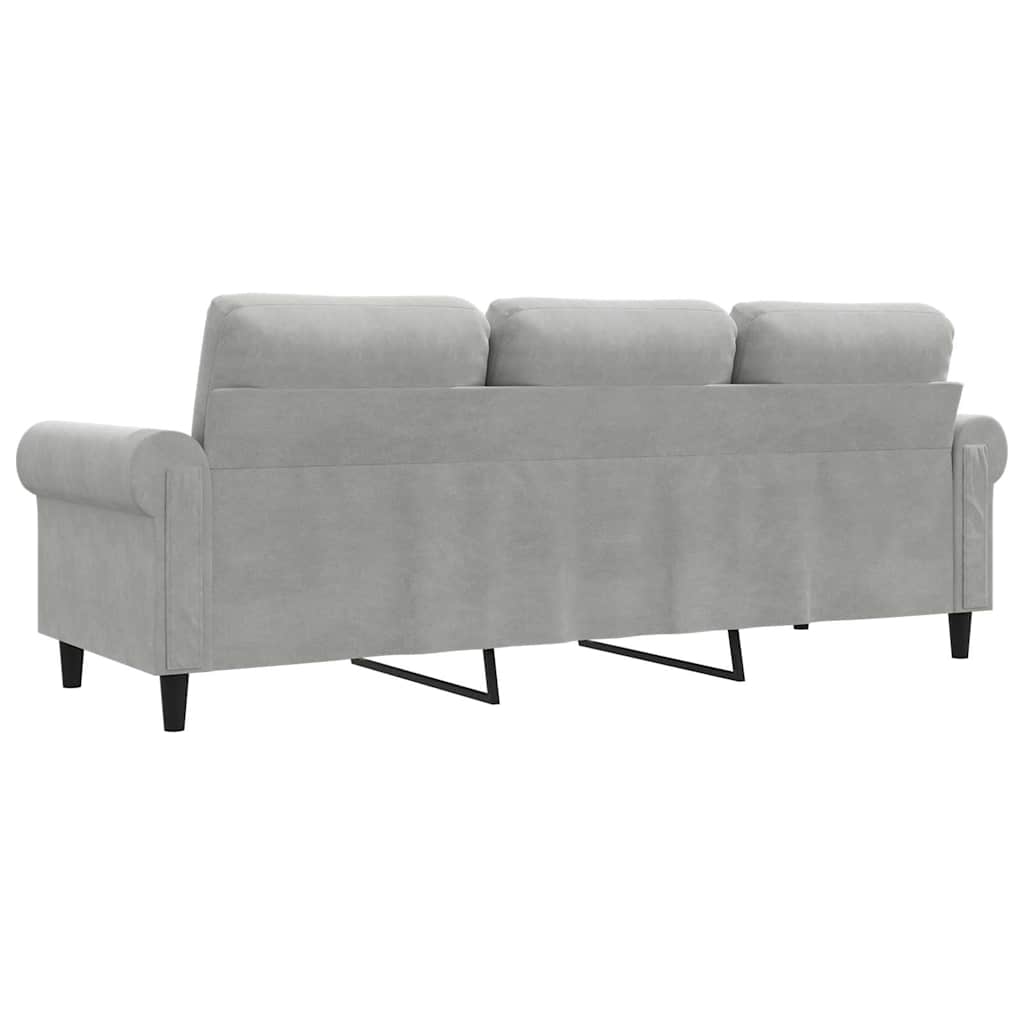3-Sitzer-Sofa Hellgrau 180 cm Samt