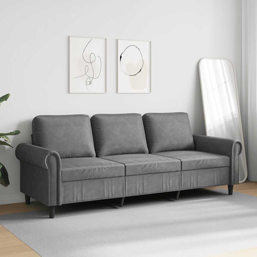 3-Sitzer-Sofa Dunkelgrau 180 cm Samt