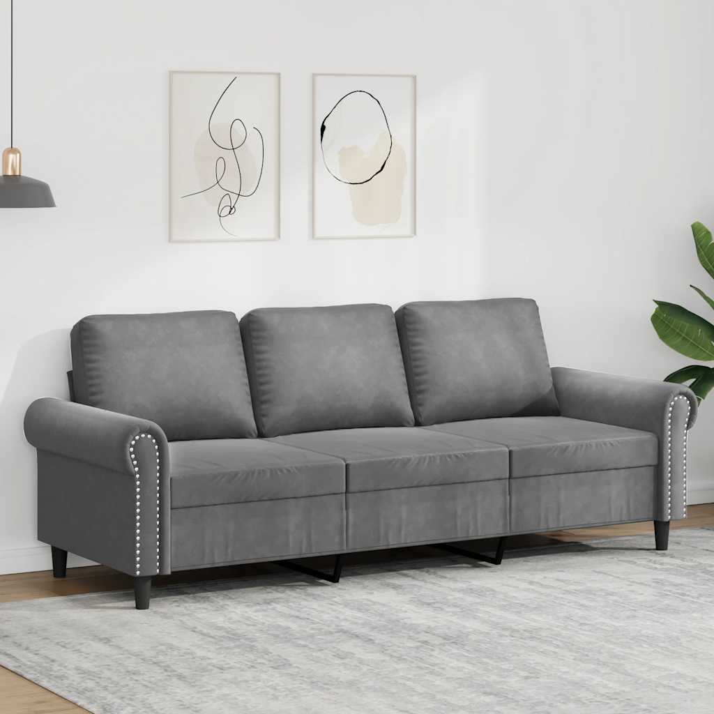 3-Sitzer-Sofa Dunkelgrau 180 cm Samt