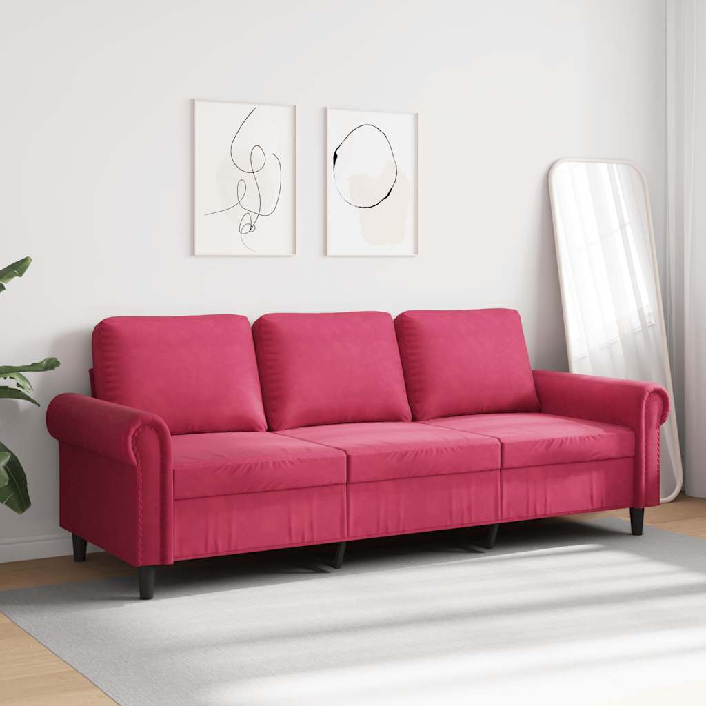 3-Sitzer-Sofa Weinrot 180 cm Samt