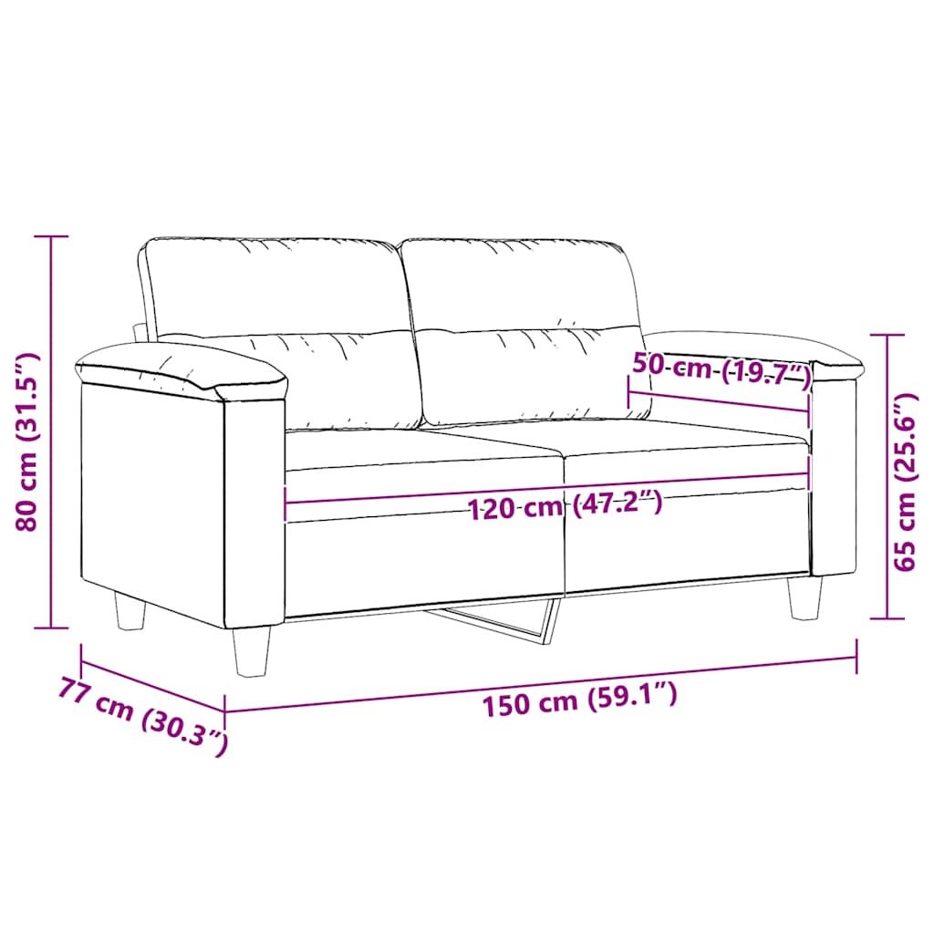 2-Sitzer-Sofa Creme 120 cm Mikrofasergewebe