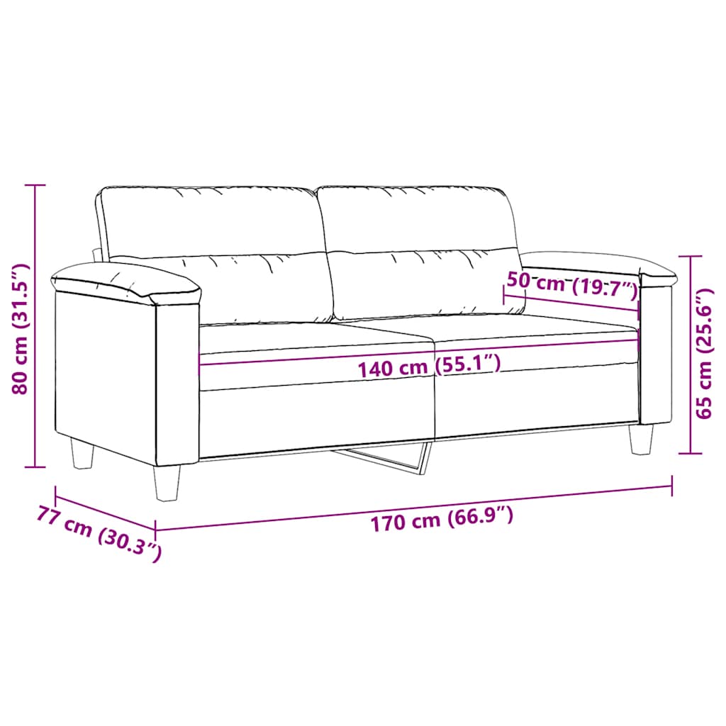 2-Sitzer-Sofa Beige 140 cm Mikrofasergewebe