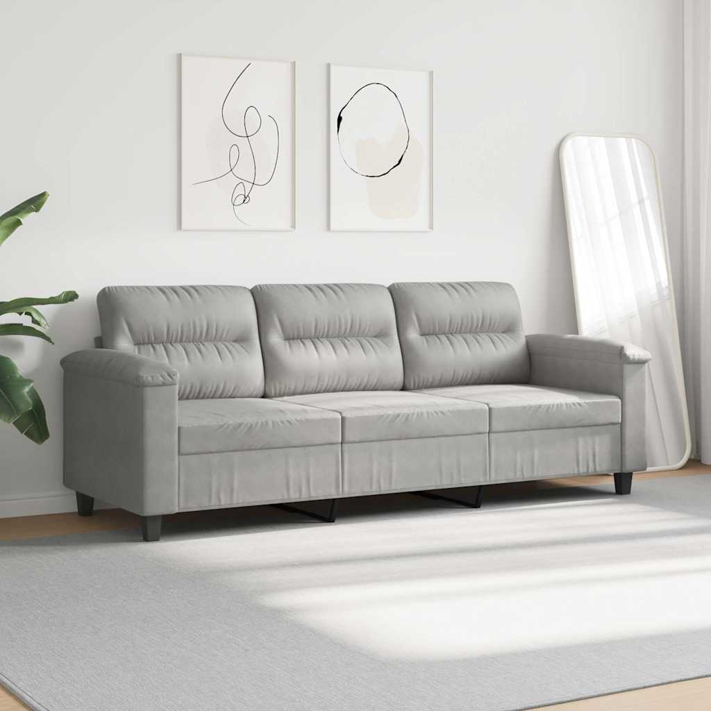 3-Sitzer-Sofa Hellgrau 180 cm Mikrofasergewebe