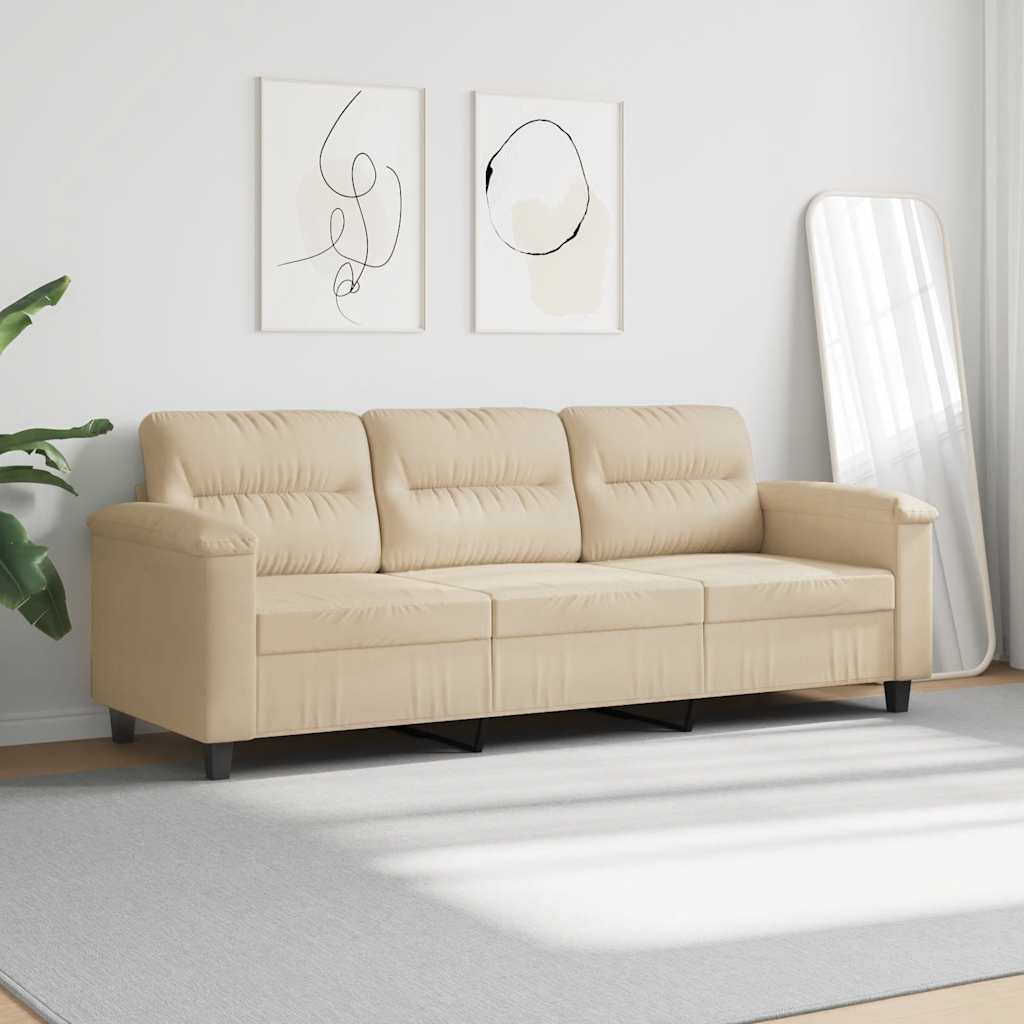 3-Sitzer-Sofa Creme 180 cm Mikrofasergewebe