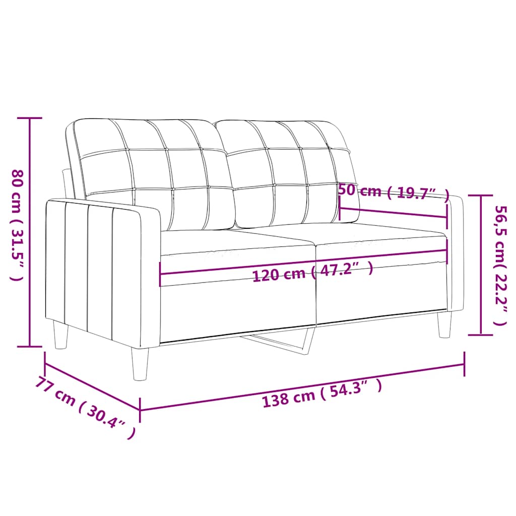 2-Sitzer-Sofa Taupe 120 cm Stoff
