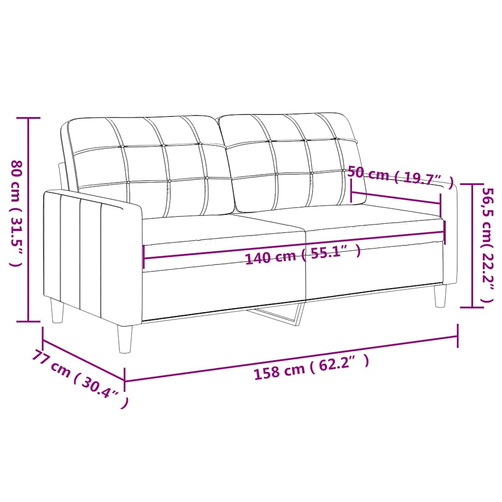 2-Sitzer-Sofa Schwarz 140 cm Stoff