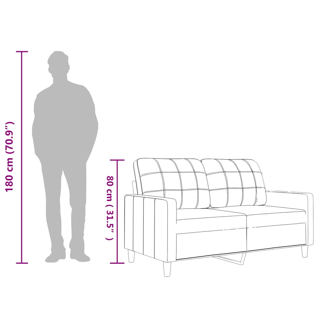 2-Sitzer-Sofa Schwarz 120 cm Kunstleder