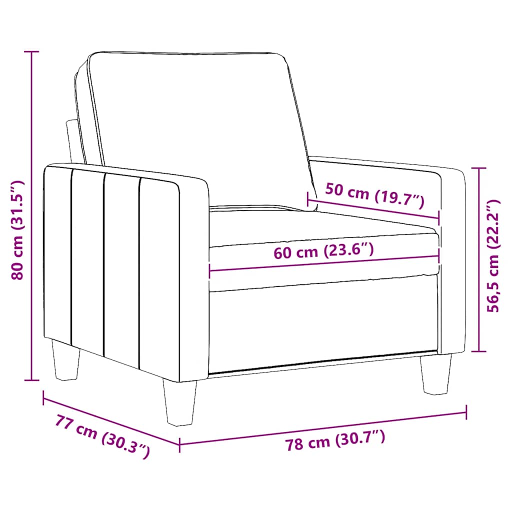 Sofasessel Dunkelgrau 60 cm Stoff