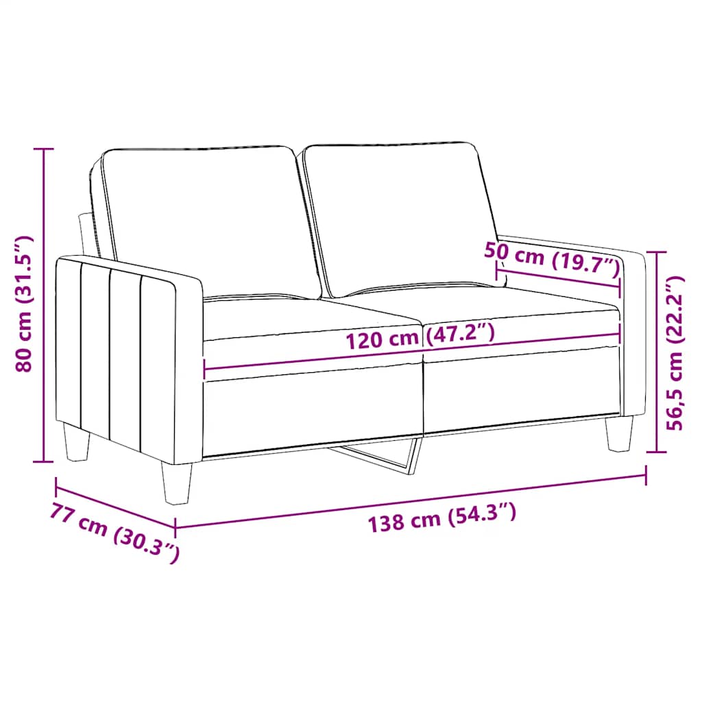 2-Sitzer-Sofa Hellgrau 120 cm Stoff