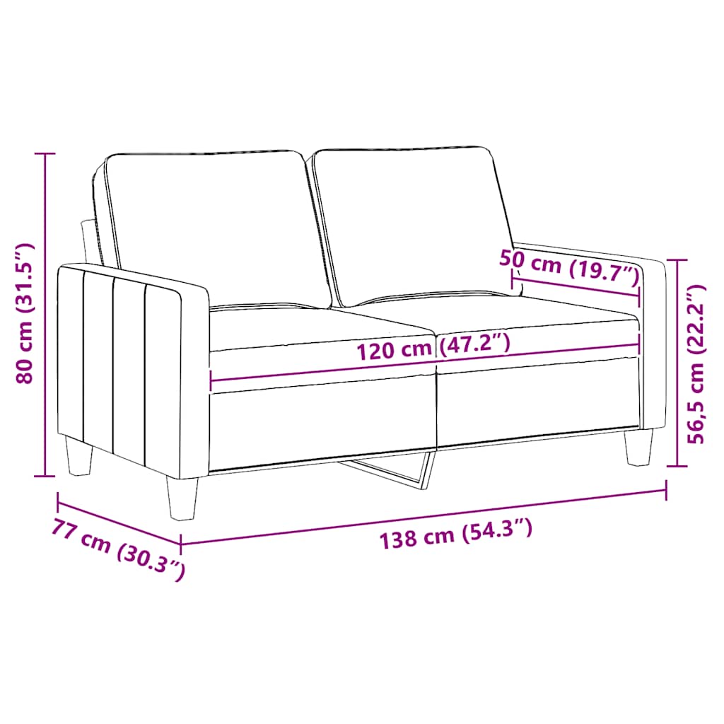 2-Sitzer-Sofa Dunkelgrau 120 cm Stoff