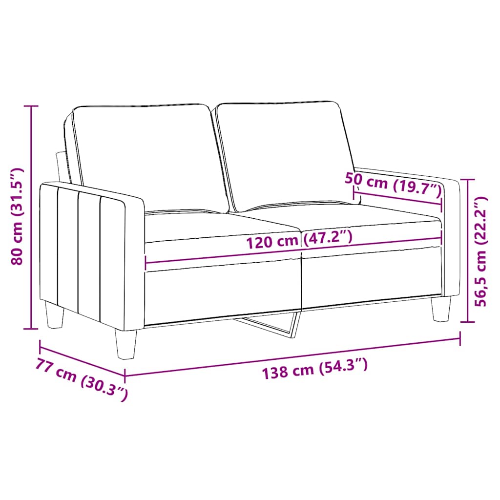 2-Sitzer-Sofa Braun 120 cm Stoff