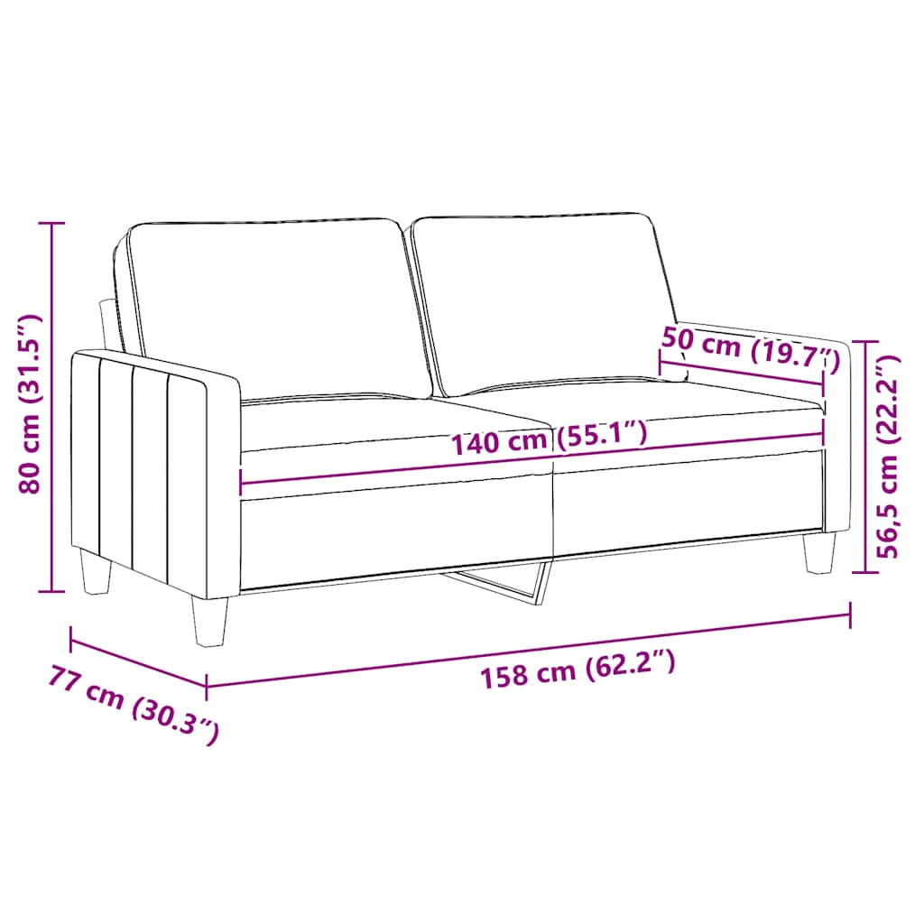 2-Sitzer-Sofa Creme 140 cm Stoff