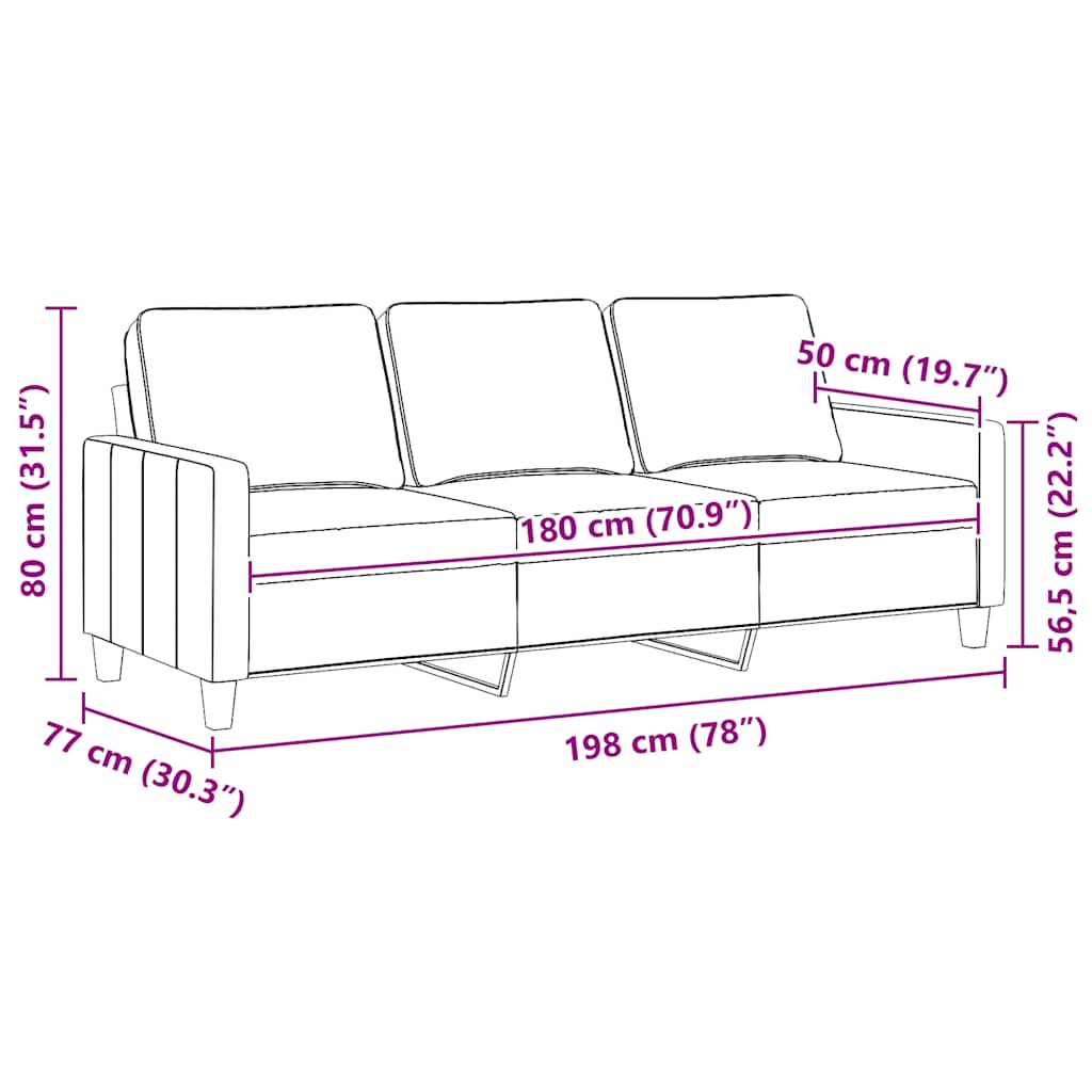 3-Sitzer-Sofa Braun 180 cm Stoff