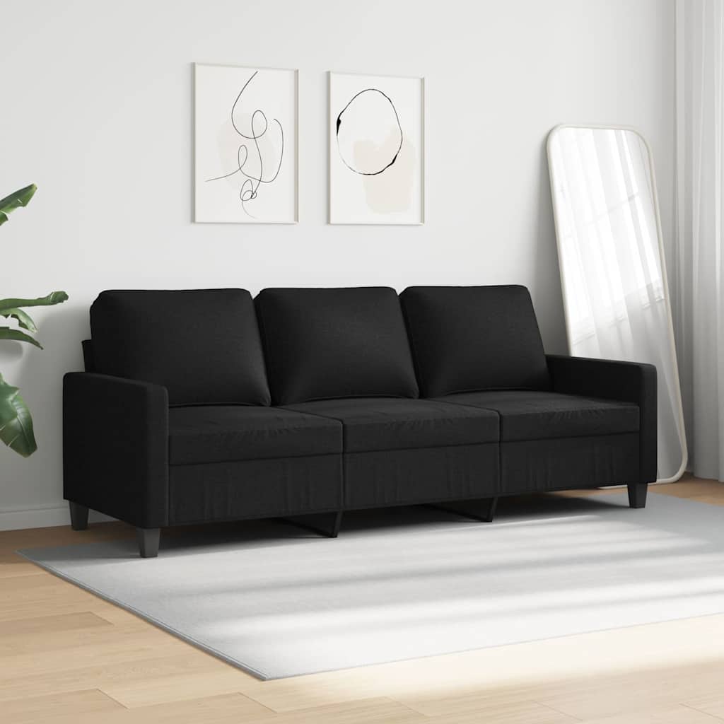 3-Sitzer-Sofa Schwarz 180 cm Stoff