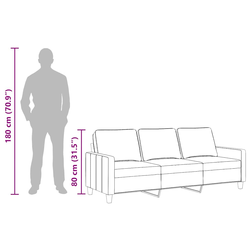3-Sitzer-Sofa Schwarz 180 cm Stoff