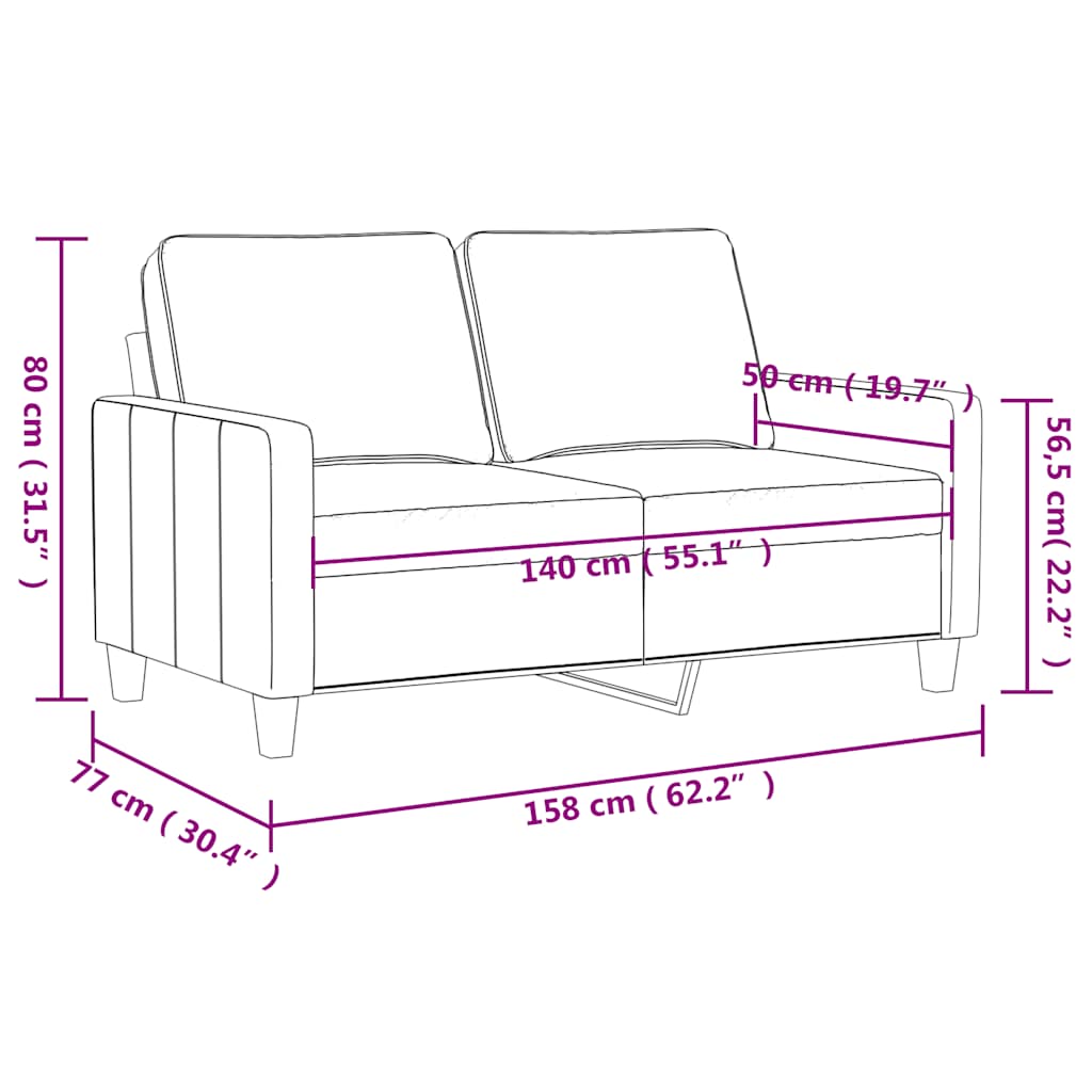 2-Sitzer-Sofa Braun 140 cm Samt