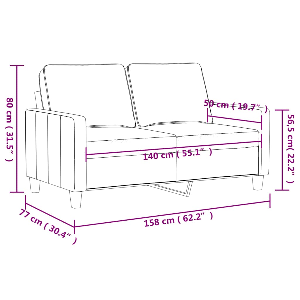 2-Sitzer-Sofa Creme 140 cm Samt