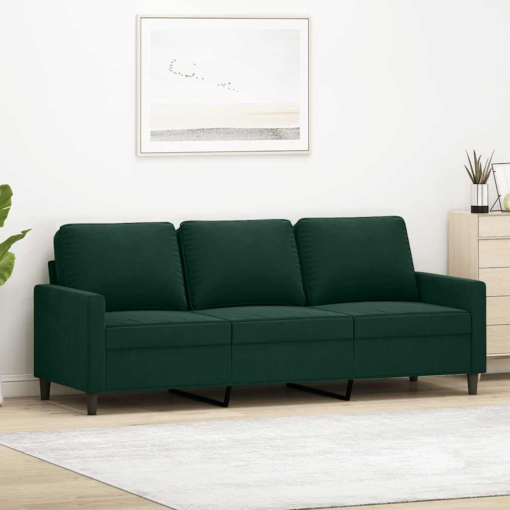 3-Sitzer-Sofa Dunkelgrün 180 cm Samt