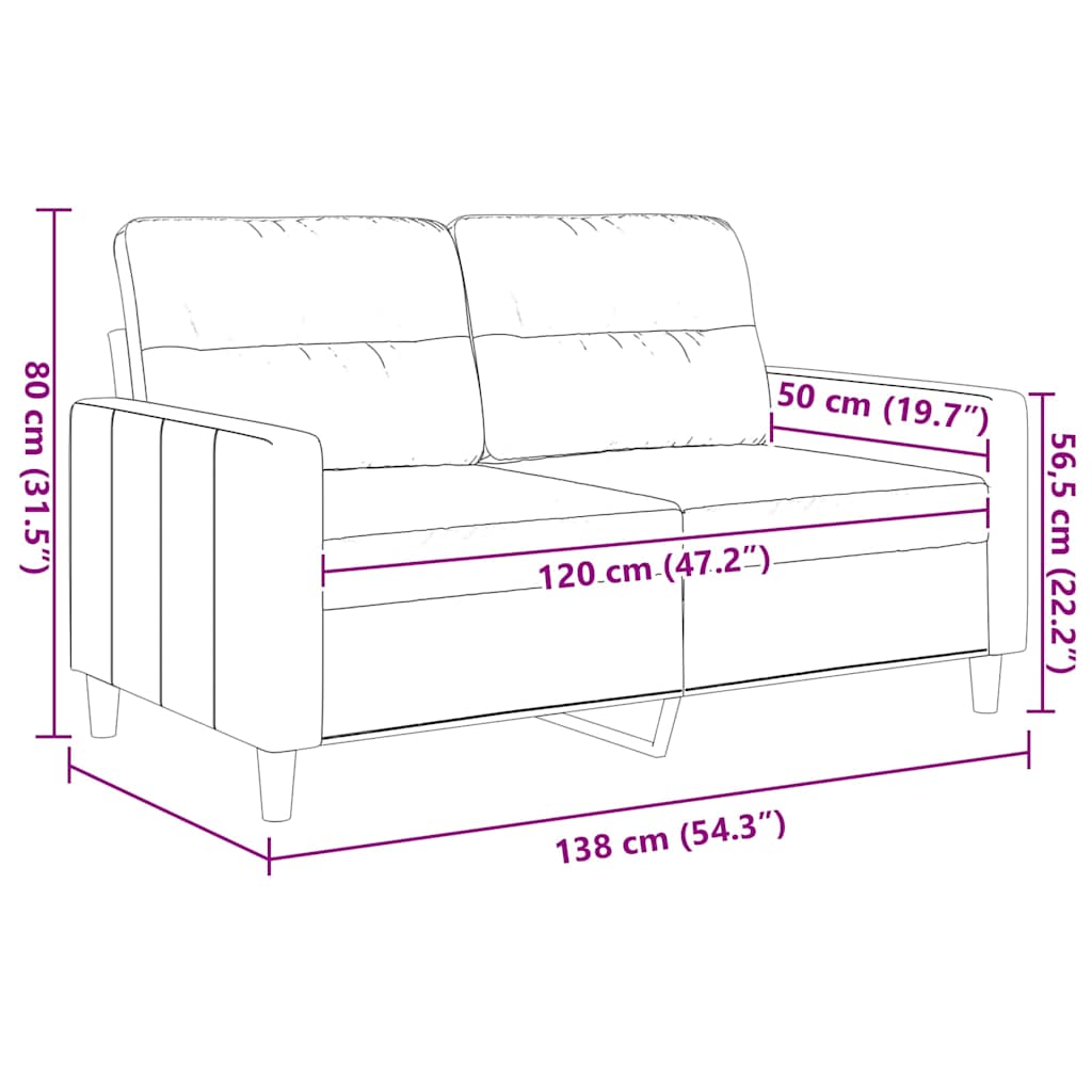 2-Sitzer-Sofa Hellgrau 120 cm Stoff
