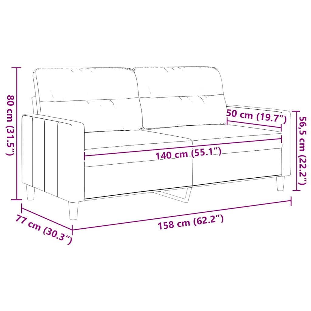 2-Sitzer-Sofa Hellgelb 140 cm Stoff