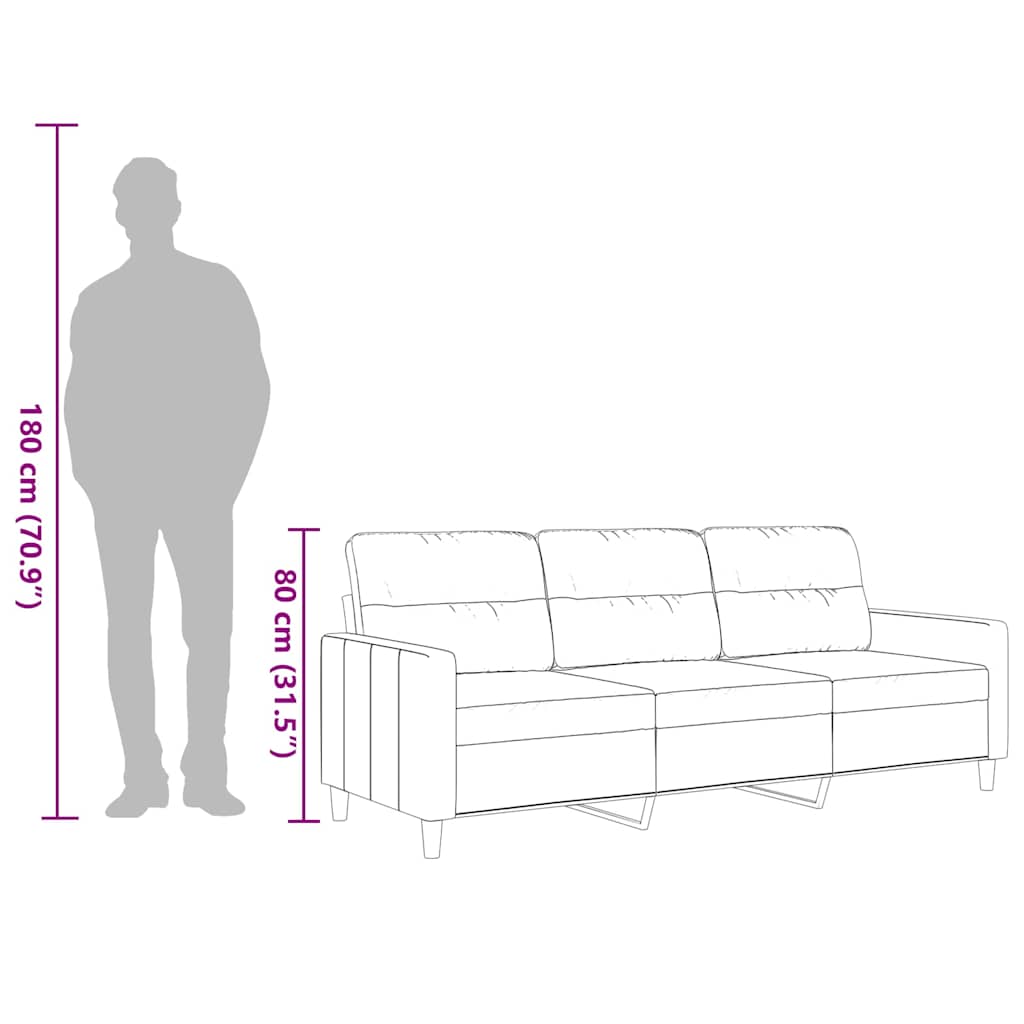 3-Sitzer-Sofa Hellgrau 180 cm Stoff