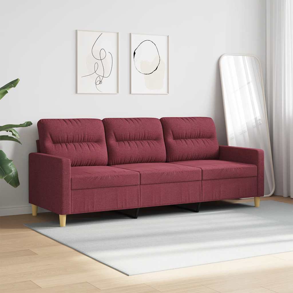3-Sitzer-Sofa Weinrot 180 cm Stoff