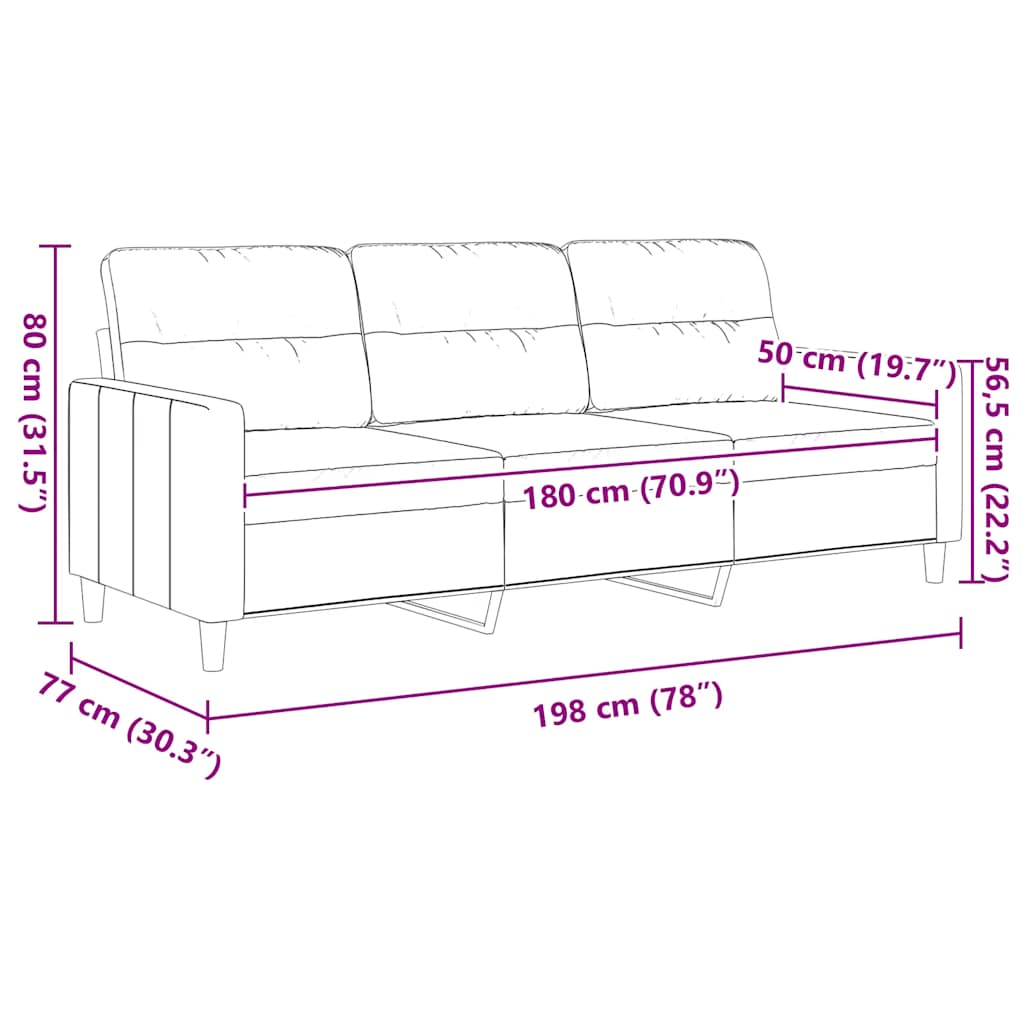 3-Sitzer-Sofa Weinrot 180 cm Stoff