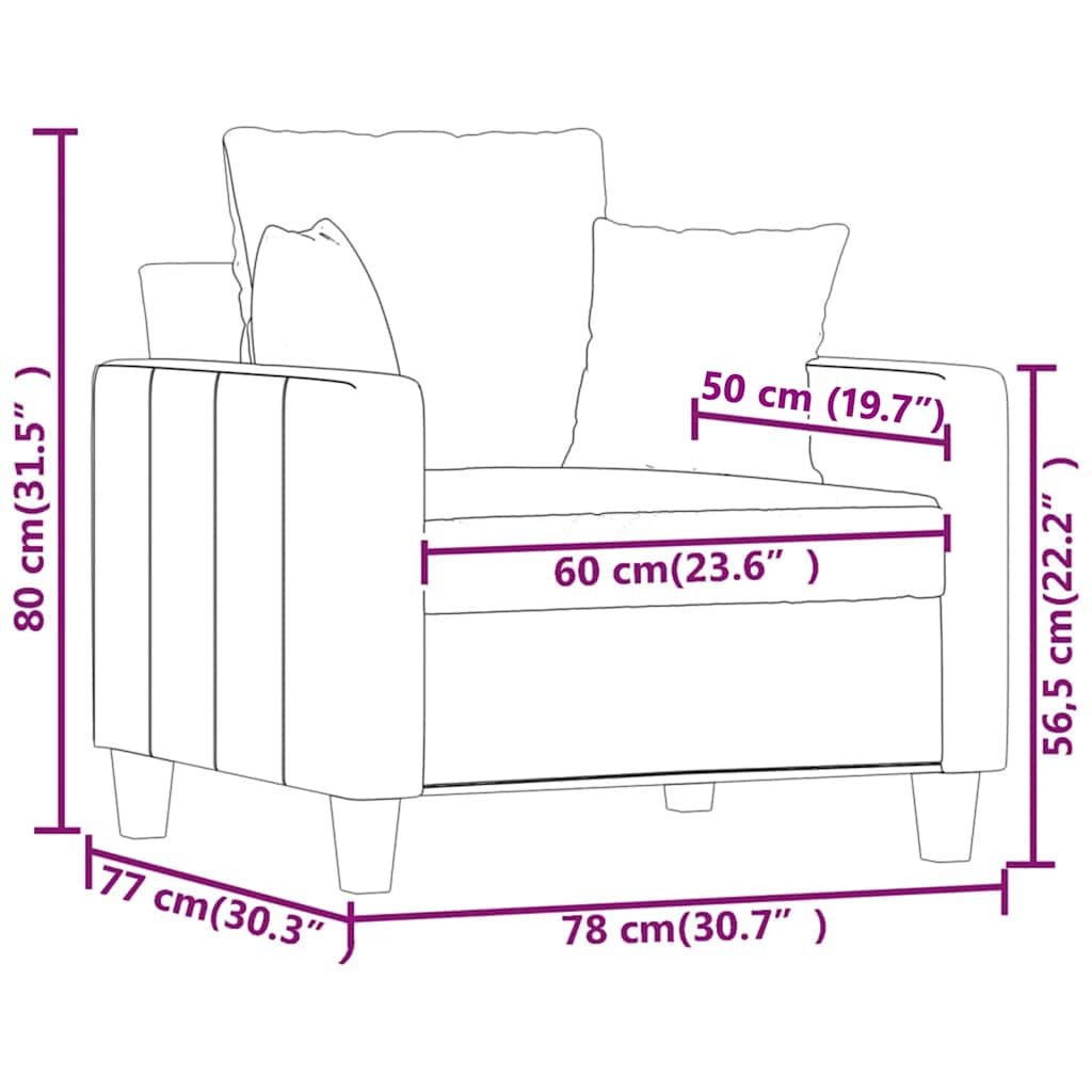Sessel Hellgrau 60 cm Stoff