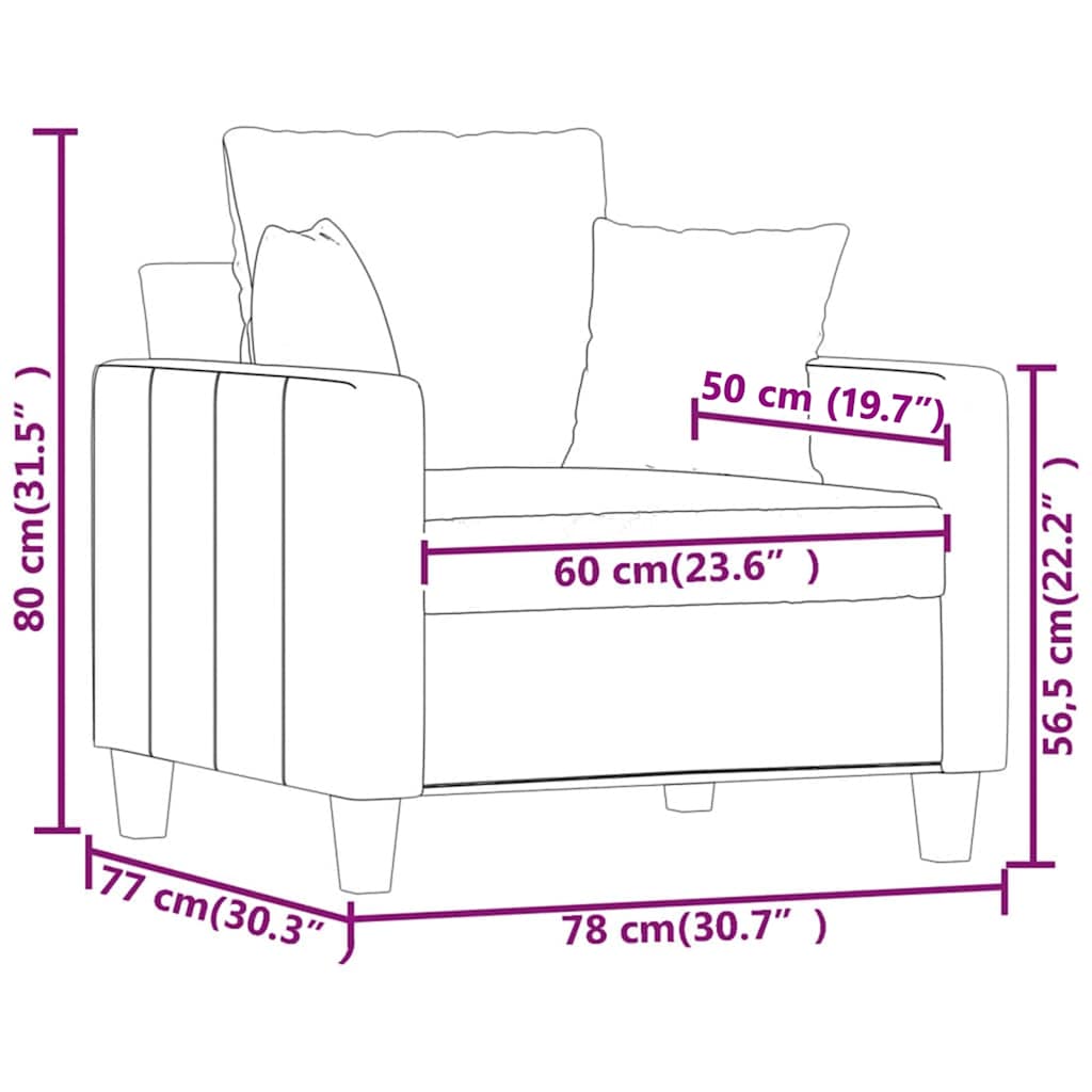 Sessel Braun 60 cm Stoff