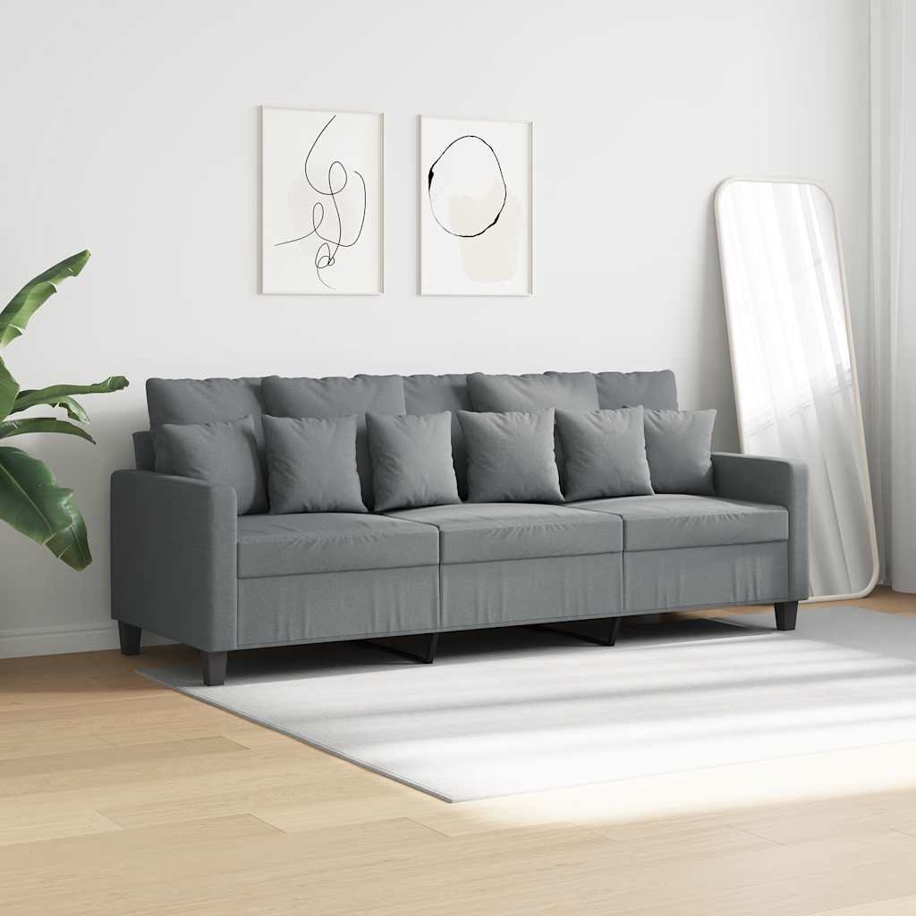 3-Sitzer-Sofa Hellgrau 180 cm Stoff