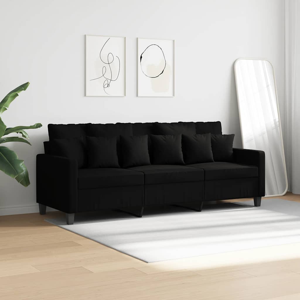 3-Sitzer-Sofa Schwarz 180 cm Stoff