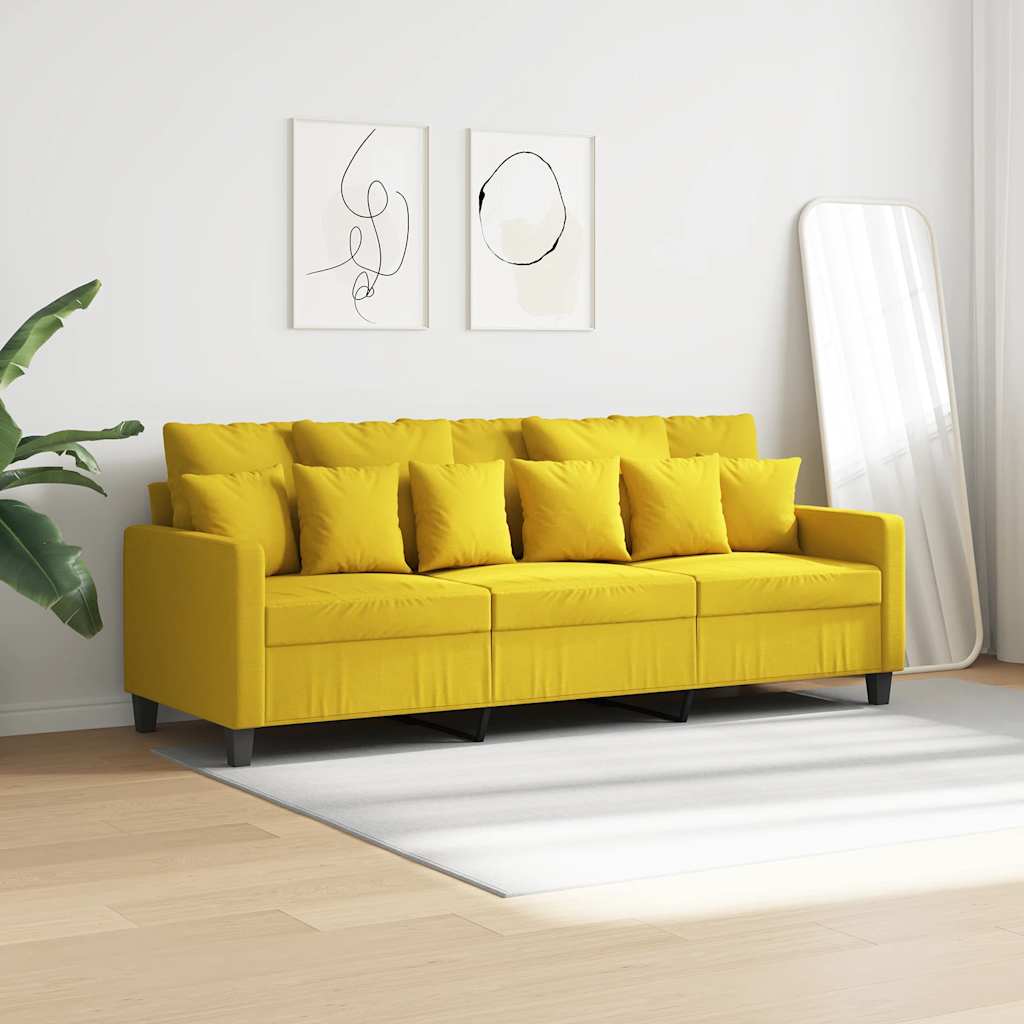 3-Sitzer-Sofa Hellgelb 180 cm Stoff