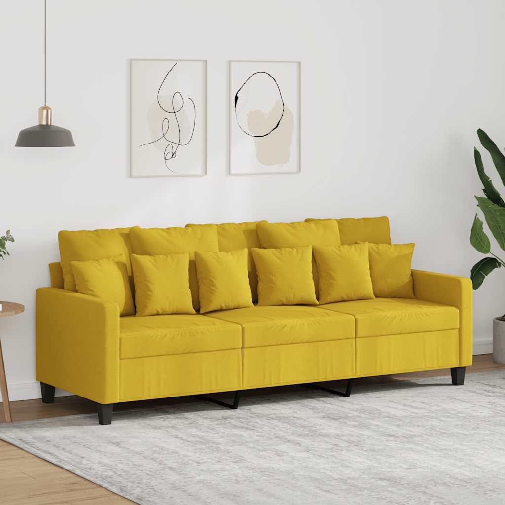 3-Sitzer-Sofa Hellgelb 180 cm Stoff
