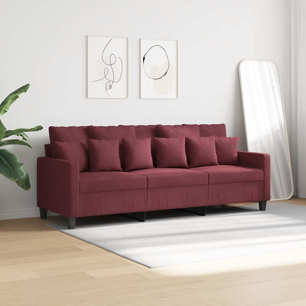 3-Sitzer-Sofa Weinrot 180 cm Stoff