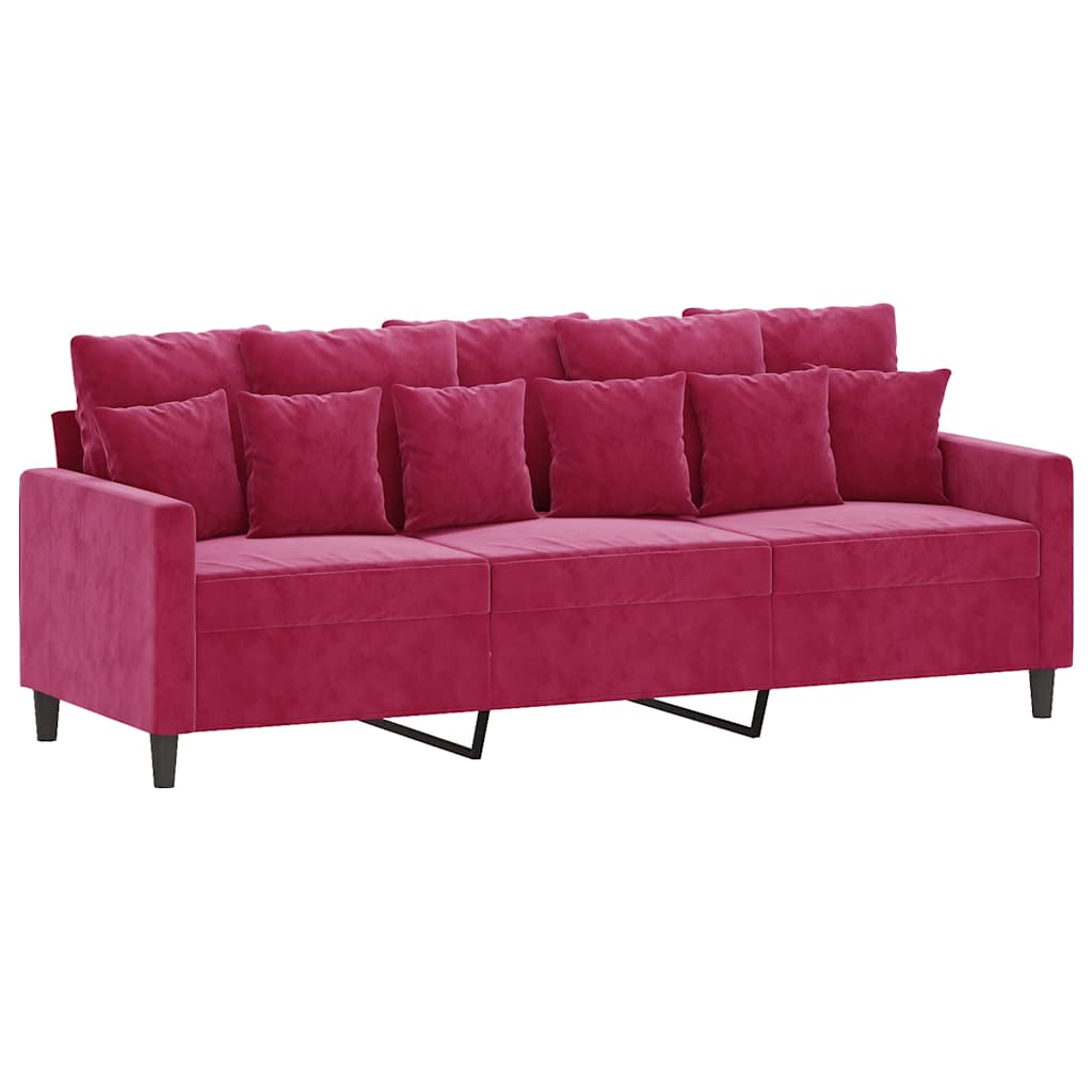 3-Sitzer-Sofa Weinrot 180 cm Samt