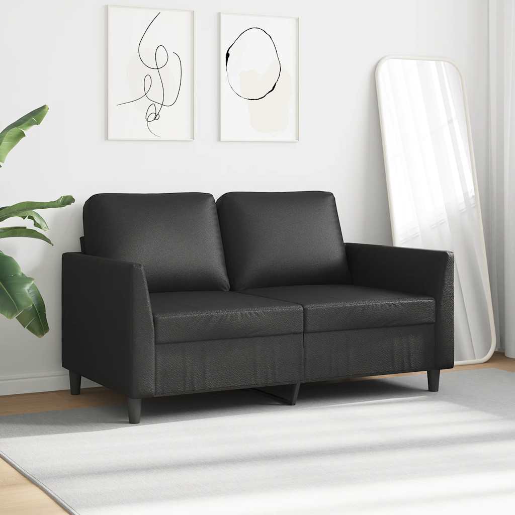 2-Sitzer-Sofa Schwarz 120 cm Kunstleder