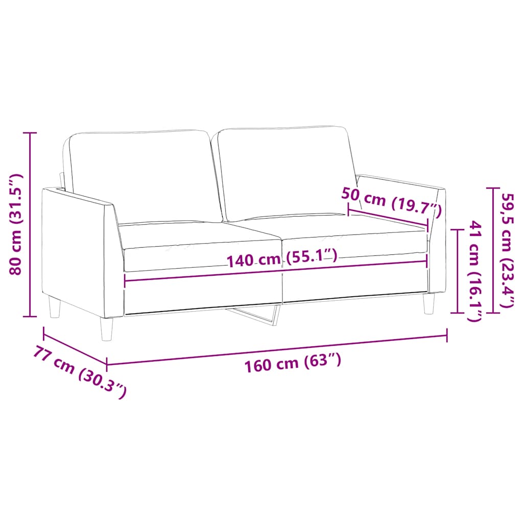 2-Sitzer-Sofa Creme 140 cm Kunstleder