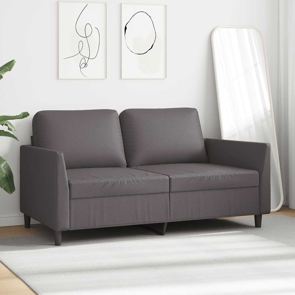 2-Sitzer-Sofa Grau 140 cm Kunstleder